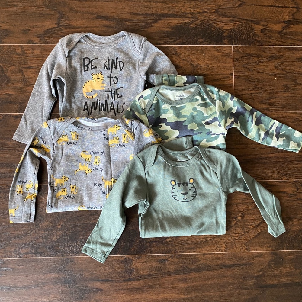 🐯 GERBER • Four Pack Long Sleeve Onesies